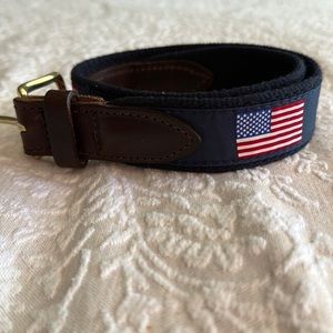 Vineyard Vines Boys American Flag Belt Canvas Leather Brass Club size 26
